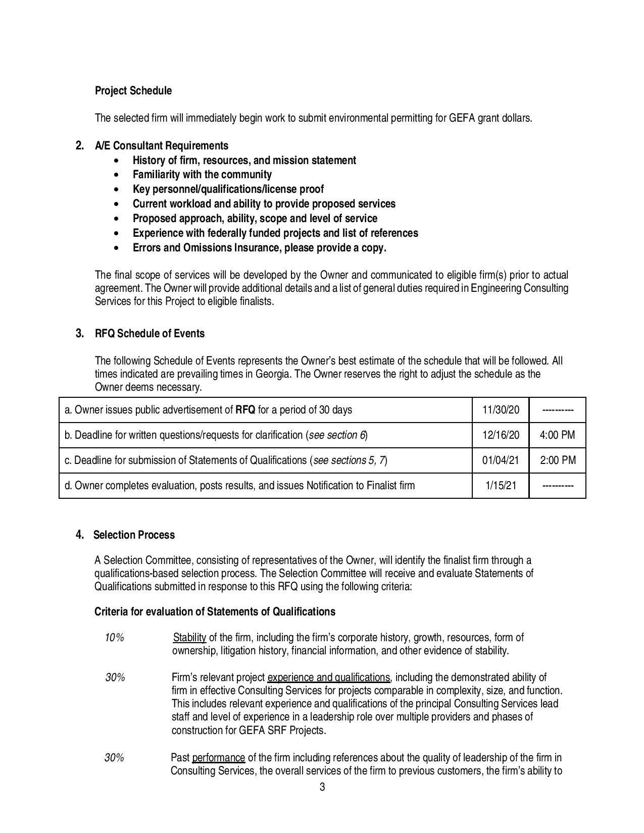 City of Moultrie » REQUEST FOR QUALIFICATIONS/ENGINEERING SERVICES